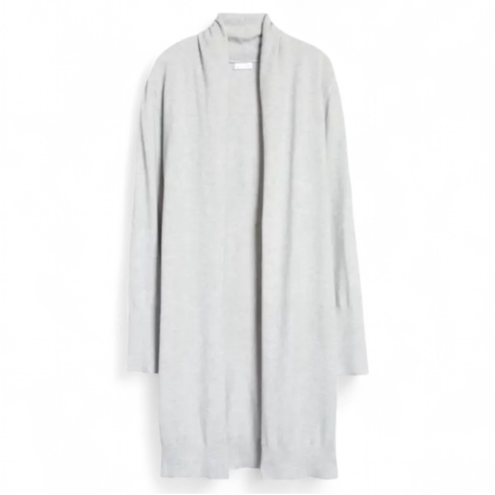 Leith Long Open Front Cardigan Gray XL